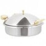 Vollrath 46121 6 Qt. Intrigue Solid Top Round Induction Chafer with Brass Trim and Stainless Steel Food Pan Vollrath 46121 6 Qt. Intrigue Solid Top Round Induction Chafer with Brass Trim and Stainless Steel Food Pan