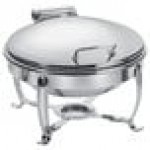 Vollrath 46121 6 Qt. Intrigue Solid Top Round Induction Chafer with Brass Trim and Stainless Steel Food Pan Vollrath 46121 6 Qt. Intrigue Solid Top Round Induction Chafer with Brass Trim and Stainless Steel Food Pan