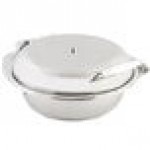 Vollrath 46121 6 Qt. Intrigue Solid Top Round Induction Chafer with Brass Trim and Stainless Steel Food Pan Vollrath 46121 6 Qt. Intrigue Solid Top Round Induction Chafer with Brass Trim and Stainless Steel Food Pan