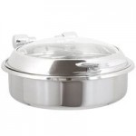 Vollrath 46121 6 Qt. Intrigue Solid Top Round Induction Chafer with Brass Trim and Stainless Steel Food Pan Vollrath 46121 6 Qt. Intrigue Solid Top Round Induction Chafer with Brass Trim and Stainless Steel Food Pan