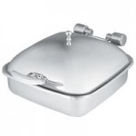 Vollrath 46121 6 Qt. Intrigue Solid Top Round Induction Chafer with Brass Trim and Stainless Steel Food Pan Vollrath 46121 6 Qt. Intrigue Solid Top Round Induction Chafer with Brass Trim and Stainless Steel Food Pan