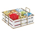 Cal-Mil Empire White / Gold Metal Jar Display with 9 Glass Jars - 11 3/4