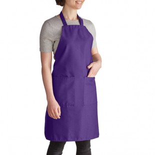 Intedge Purple Adjustable Poly-Cotton Bib Apron with 2 Pockets - 32