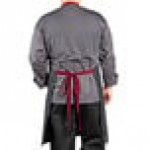 Uncommon Chef 3104 Pinstripe Customizable 100% Cotton Denim Rebel Bib Apron with Burgundy Webbing and 3 Pockets - 34