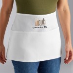 Choice White Customizable Poly-Cotton Standard Waist Apron with 3 Pockets - 12