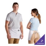 Choice White Customizable Poly-Cotton Standard Waist Apron with 3 Pockets - 12