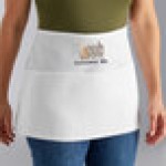 Choice White Customizable Poly-Cotton Standard Waist Apron with 3 Pockets - 12