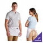 Choice White Customizable Poly-Cotton Standard Waist Apron with 3 Pockets - 12