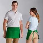 Choice White Customizable Poly-Cotton Standard Waist Apron with 3 Pockets - 12