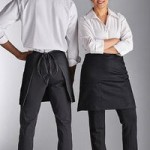 Choice White Customizable Poly-Cotton Standard Waist Apron with 3 Pockets - 12