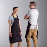 Choice White Customizable Poly-Cotton Standard Waist Apron with 3 Pockets - 12