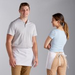 Choice White Customizable Poly-Cotton Standard Waist Apron with 3 Pockets - 12