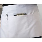 Choice White Customizable Poly-Cotton Standard Waist Apron with 3 Pockets - 12