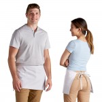 Choice White Customizable Poly-Cotton Standard Waist Apron with 3 Pockets - 12