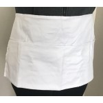 Choice White Customizable Poly-Cotton Standard Waist Apron with 3 Pockets - 12