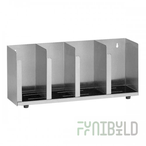 Dispense-Rite Stainless Steel 4-Section Countertop Cup and Lid Organizer CTLD-19