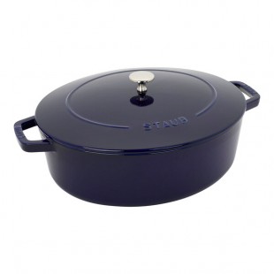 Staub 6.25 Qt. Navy Blue Enameled Cast Iron Oval Dutch Oven 1029436 Staub 6.25 Qt. Navy Blue Enameled Cast Iron Oval Dutch Oven 1029436