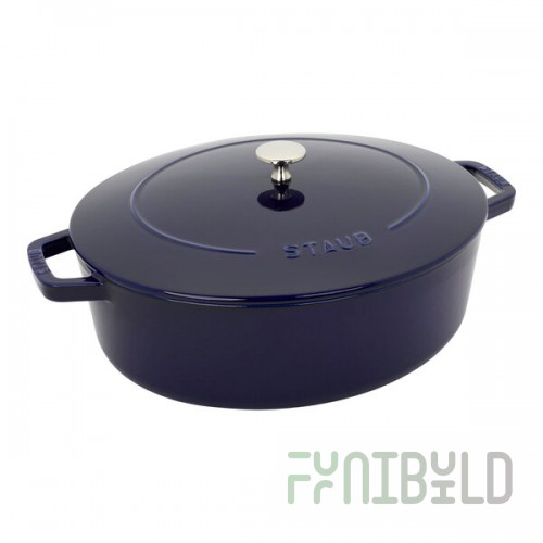 Staub 6.25 Qt. Navy Blue Enameled Cast Iron Oval Dutch Oven 1029436