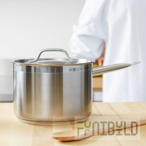 Vollrath 3803 Optio 4 Qt. Stainless Steel Sauce Pan with Aluminum-Clad Bottom and Cover
