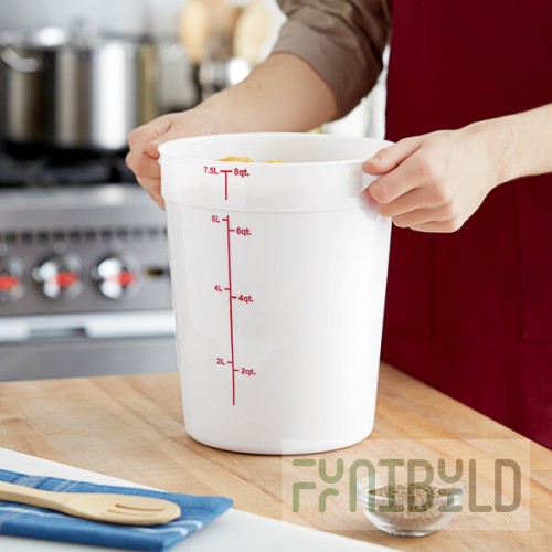 Choice 8 Qt. White Round Polypropylene Food Storage Container