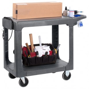 Carlisle UC194023 Gray 2-Shelf Utility Cart - 40 3/8 Carlisle UC194023 Gray 2-Shelf Utility Cart - 40 3/8