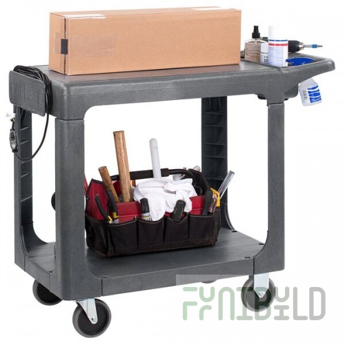 Carlisle UC194023 Gray 2-Shelf Utility Cart - 40 3/8