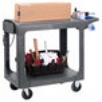 Carlisle UC194023 Gray 2-Shelf Utility Cart - 40 3/8 Carlisle UC194023 Gray 2-Shelf Utility Cart - 40 3/8