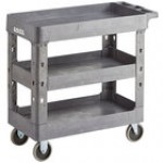 Lavex Medium Black 3-Shelf Utility Cart - 34 1/2