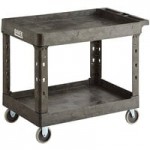 Lavex Medium Black 3-Shelf Utility Cart - 34 1/2