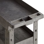 Lavex Medium Black 3-Shelf Utility Cart - 34 1/2