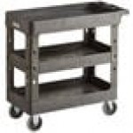 Lavex Medium Black 3-Shelf Utility Cart - 34 1/2