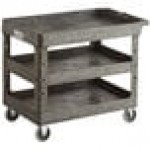 Lavex Medium Black 3-Shelf Utility Cart - 34 1/2