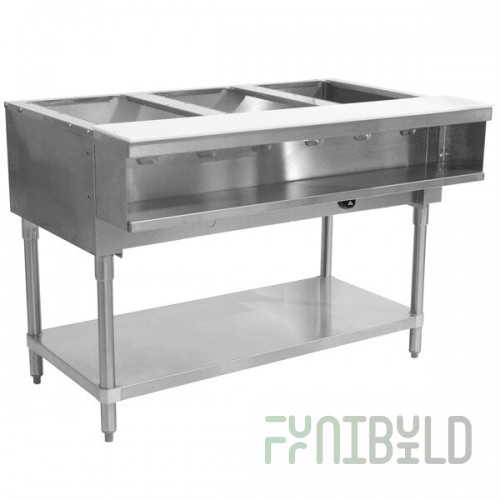 Advance Tabco WB-3G Natural Gas Three Pan Wetbath Powered Hot Food Table with Undershelf - Open Well