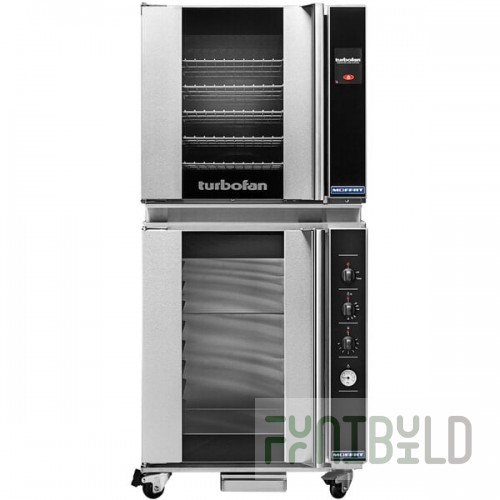 Moffat E32T5/P8M Turbofan Full Size Electric Touch Screen Convection Oven with Steam Injection and 8 Tray Holding Cabinet / Proofer - 208V