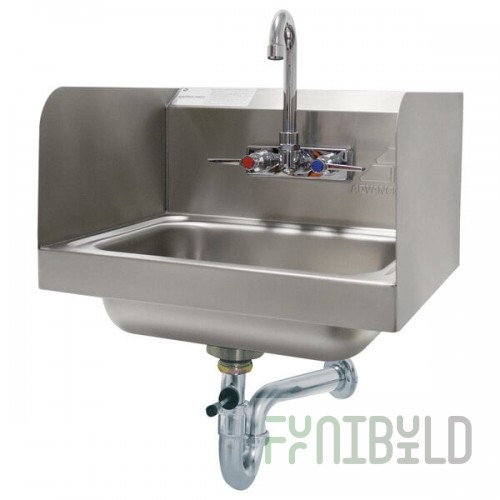Advance Tabco 7-PS-40 Hand Sink with Splash Mounted Gooseneck Faucet and Side Splash Guards - 17 1/4