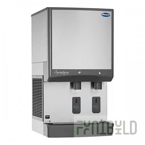 Follett 25CI414W-S Symphony Plus 25 Series Water Cooled Modular Chewblet Countertop Ice Maker and Water Dispenser with 25 lb. Storage and SensorSAFE - 115V, 380 lb.