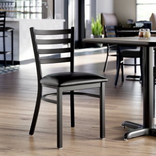 Lancaster Table & Seating Black Finish Ladder Back Chair with 2 1/2 Lancaster Table & Seating Black Finish Ladder Back Chair with 2 1/2