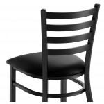 Lancaster Table & Seating Black Finish Ladder Back Chair with 2 1/2 Lancaster Table & Seating Black Finish Ladder Back Chair with 2 1/2