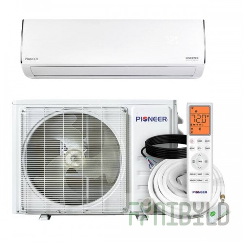 Pioneer Diamante Essenza WYT-17 WYT012GLUI17RL High Wall-Mounted Ductless Mini Split AC / Heat Pump System - 17 SEER2, 11,500 BTU, 208-230V
