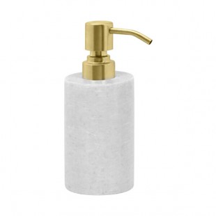 room360 Miami 10 oz. Cement Gray Soap Dispenser with Matte Brass Pump Top - 6/Case