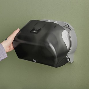 Tork 59TR Black Twin Standard Double Roll Horizontal Toilet Paper Dispenser T24