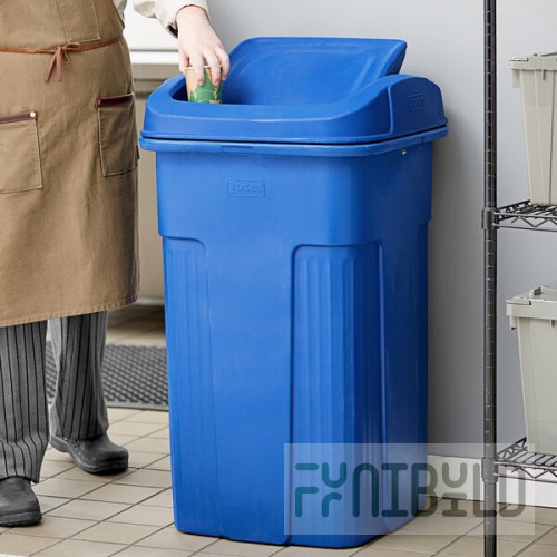 Toter SD50BLKT Slimline Blue 50 Gallon Square Trash Can with Square Lid