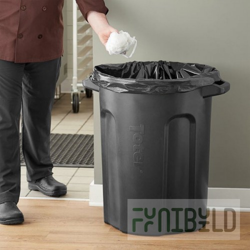 Toter RND32-B0200 32 Gallon Black Round Trash Can