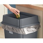 Lavex 25 Gallon Gray Square Trash Can with Drop Shot Lid