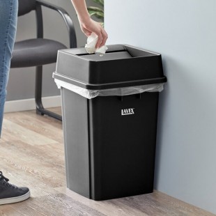 Lavex 19 Gallon Black Square Trash Can with Drop Shot Lid