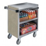Lakeside 844LM 3 Shelf Heavy Duty Stainless Steel Utility Cart with Enclosed Base and Light Maple Finish - 22 1/2