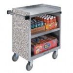 Lakeside 844LM 3 Shelf Heavy Duty Stainless Steel Utility Cart with Enclosed Base and Light Maple Finish - 22 1/2