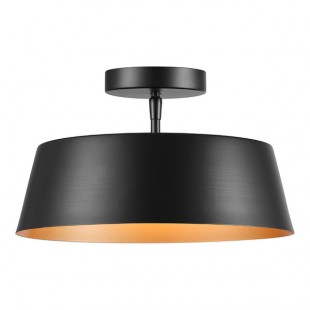 Globe Cody Matte Black 2-Light Flush Mount Ceiling Light with Painted Gold Interior Shade - 120V, 60W