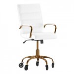 Flash Furniture Camilia Black LeatherSoft Mid-Back Swivel Office Chair with Black Frame, Arms, and Roller Wheels