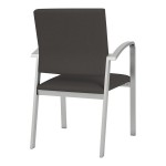 Lesro Newport Patriot Plus Charcoal Vinyl Guest Arm Chair with Silver Powder-Coated Steel Legs